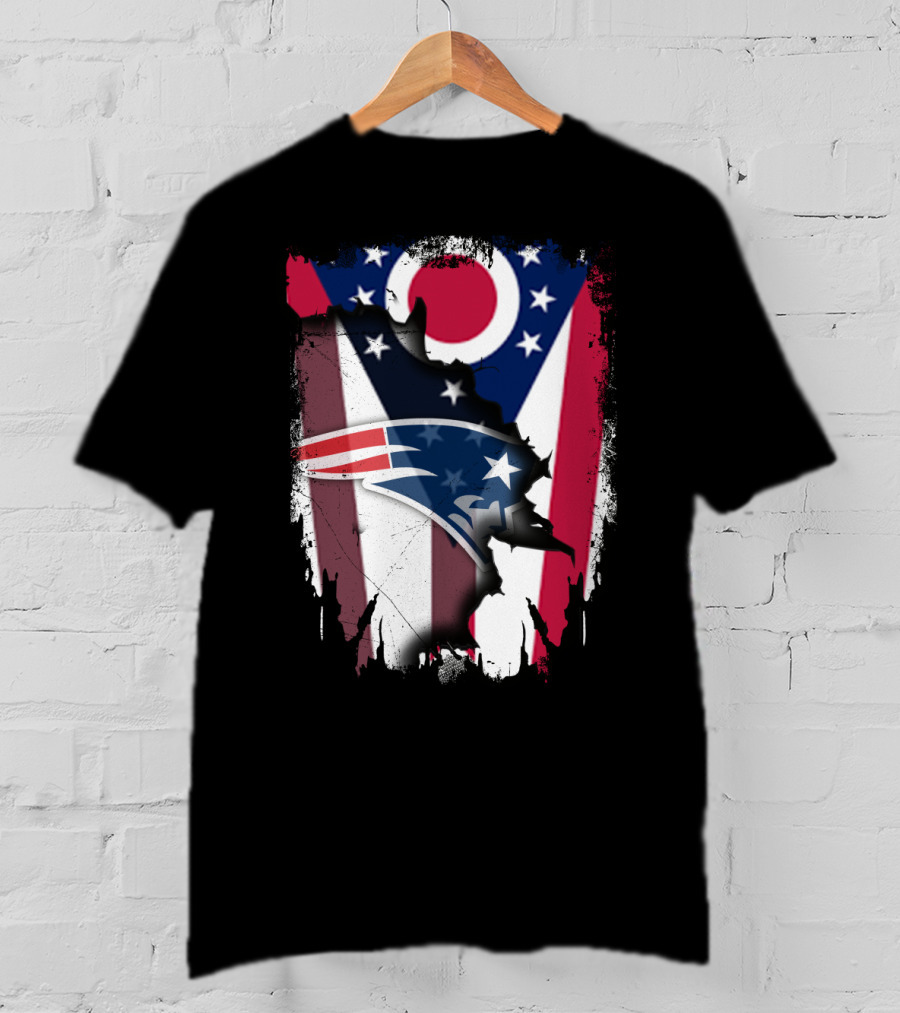Ohio Flag With New England Patriots Logo Integration T-Shirt