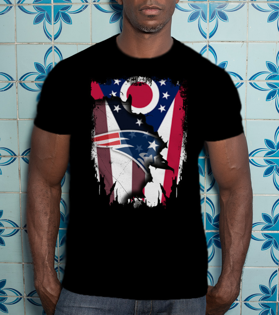 Ohio Flag With New England Patriots Logo Integration T-Shirt