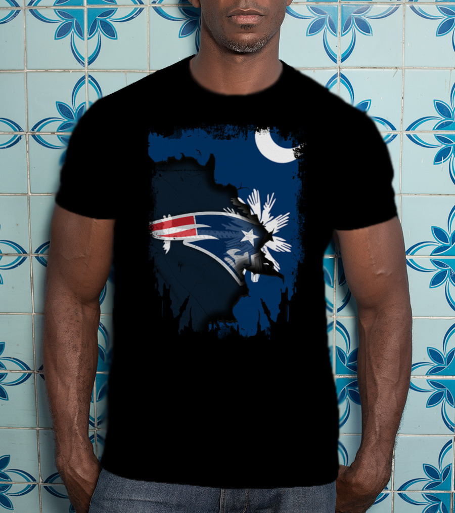 Together South Carolina With New England Patriots Logo And State Flag Elements T-Shirt