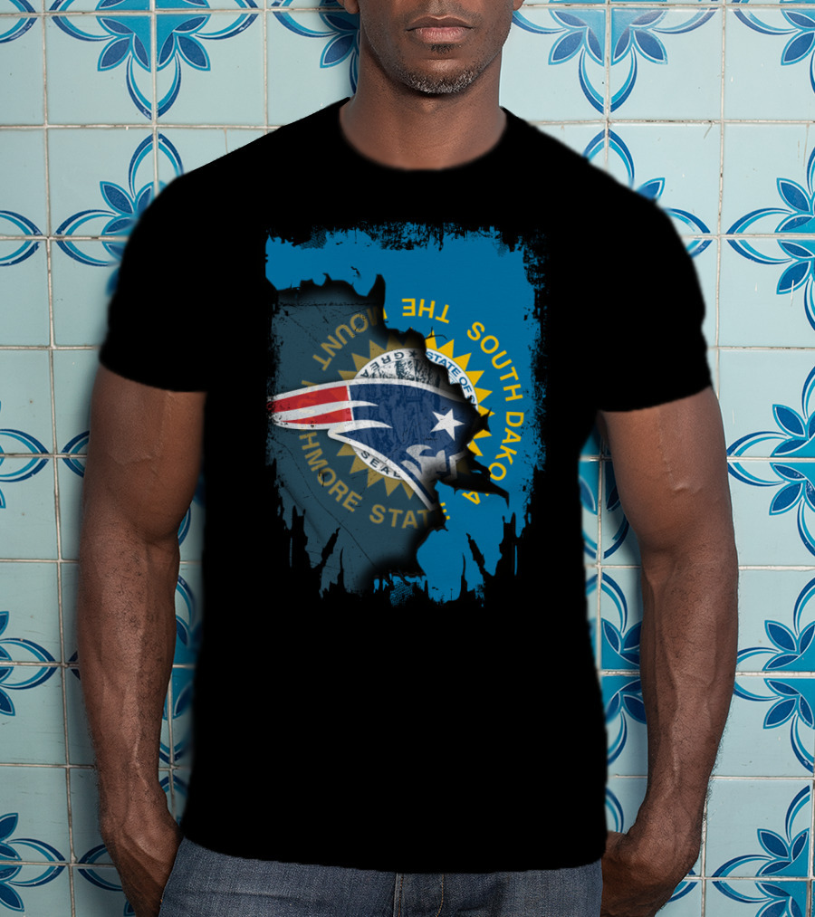 South Dakota Pride With Patriots Logo Overlay T-Shirt