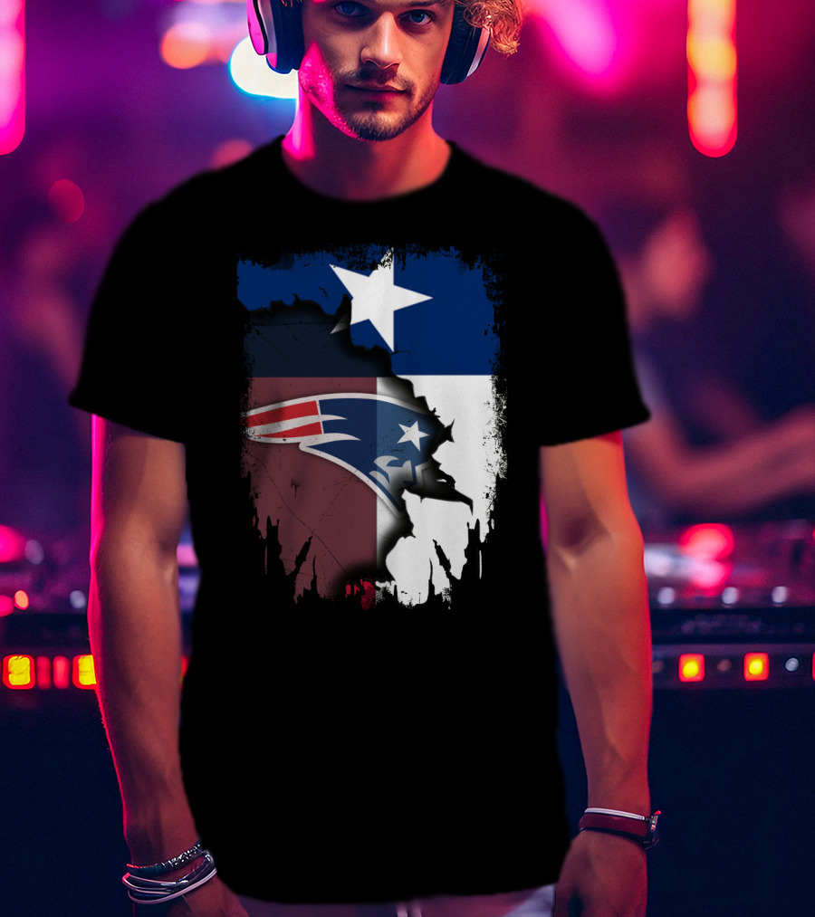 Together Texas With Patriots Star Flag And Football Motif T-Shirt