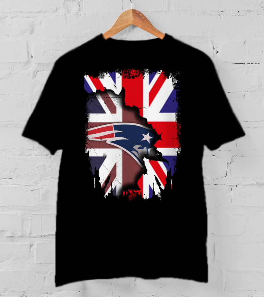 Union Jack And New England Patriots United Together T-Shirt