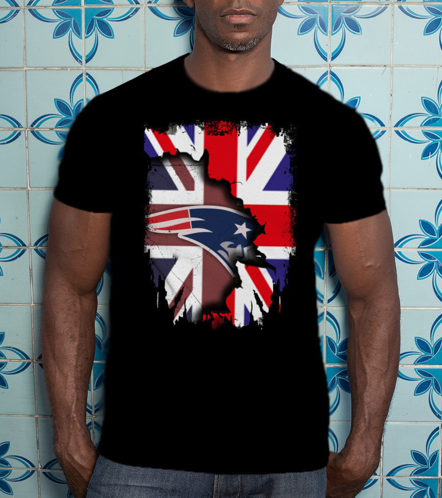 Union Jack And New England Patriots United Together T-Shirt