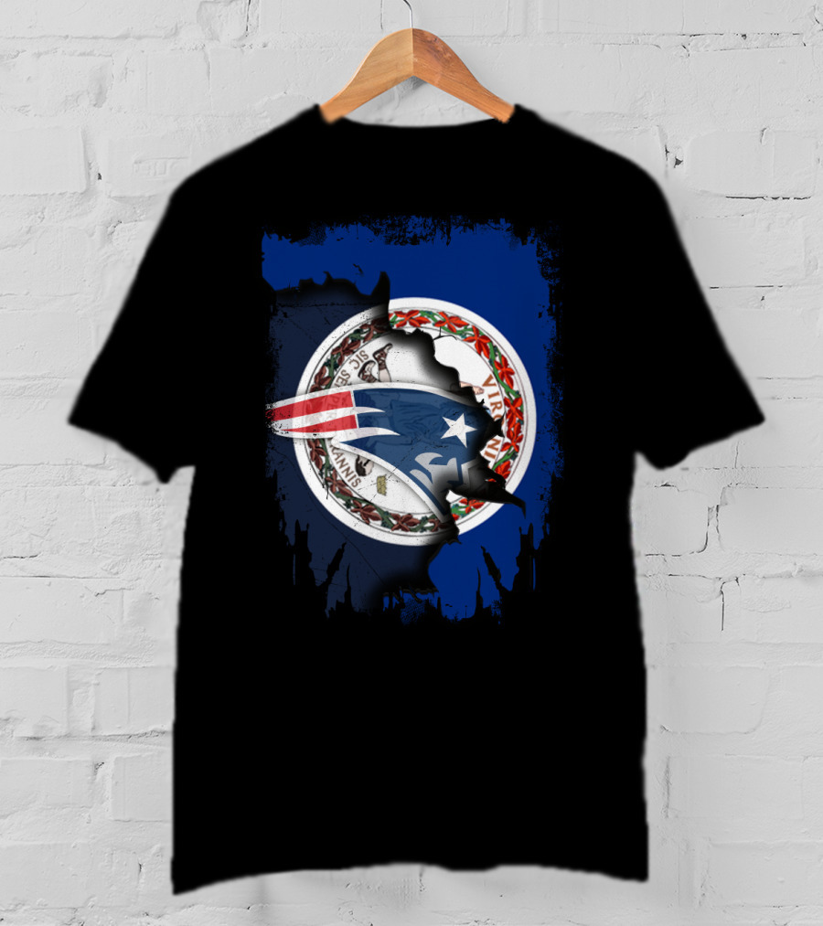 Virginia State Seal With Patriots Football Symbol Together T-Shirt