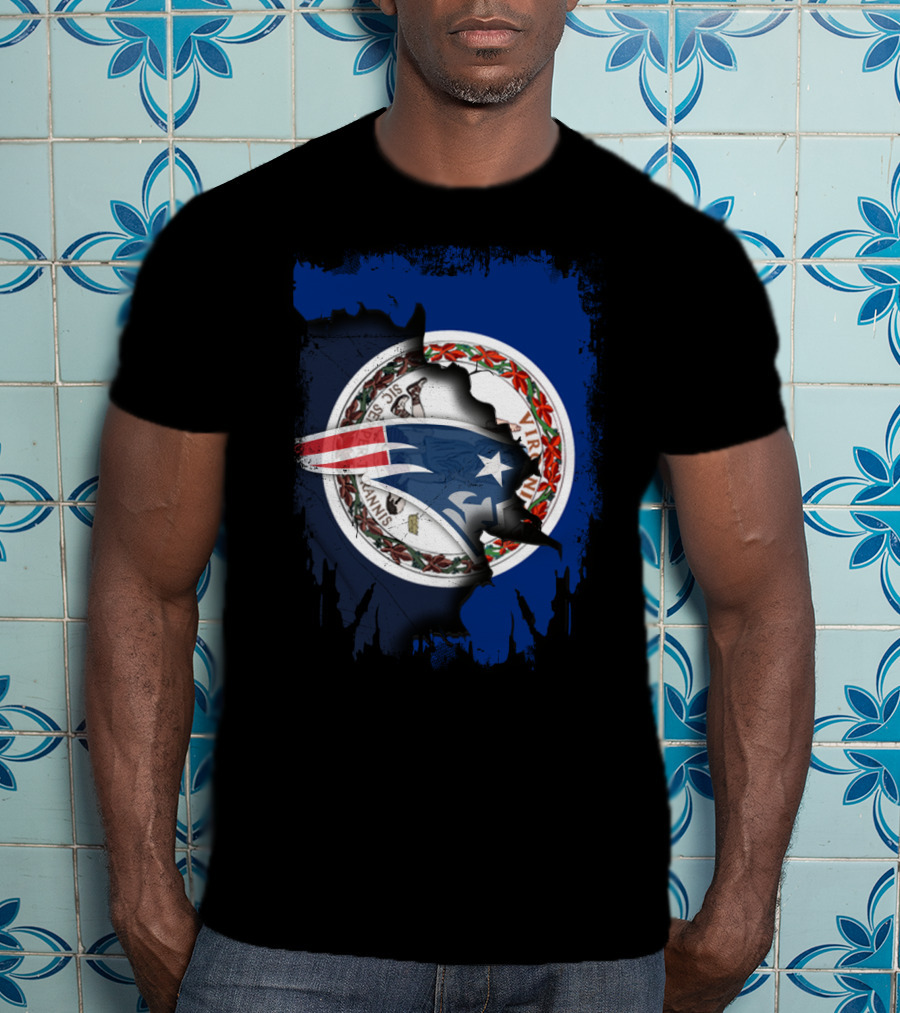 Virginia State Seal With Patriots Football Symbol Together T-Shirt