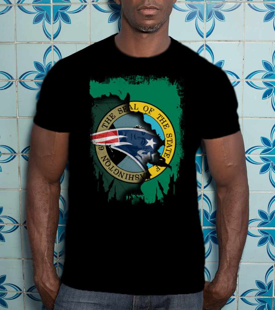 The Seal Of The State Of Washington With Patriots Logo Fusion T-Shirt