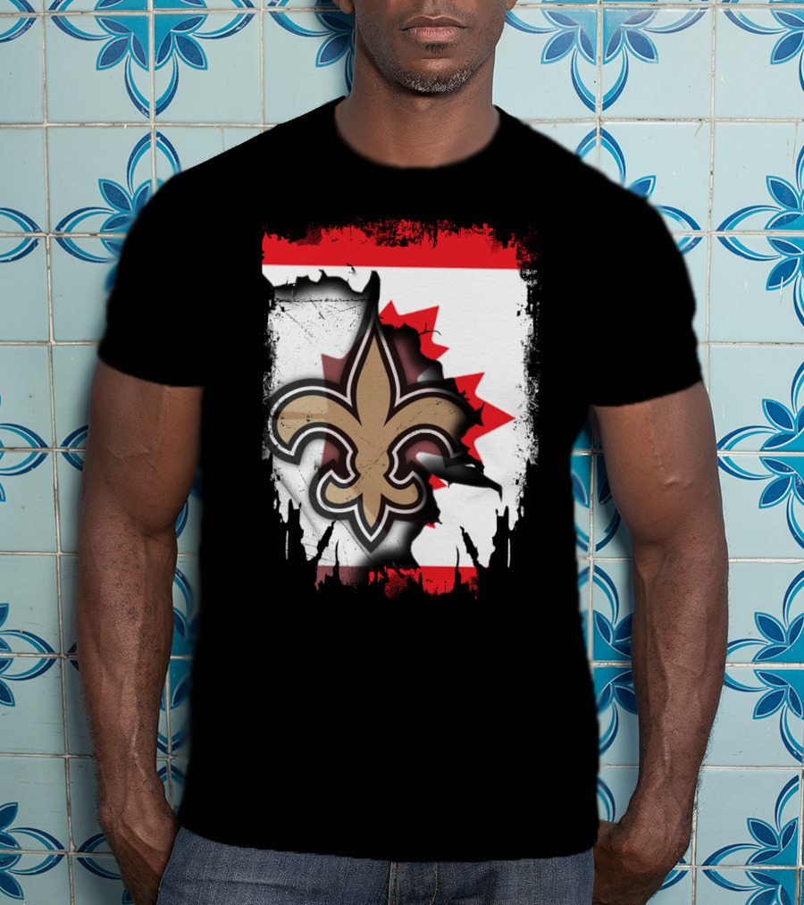Canada Saints Maple Leaf Burst Fleur-de-lis T-Shirt