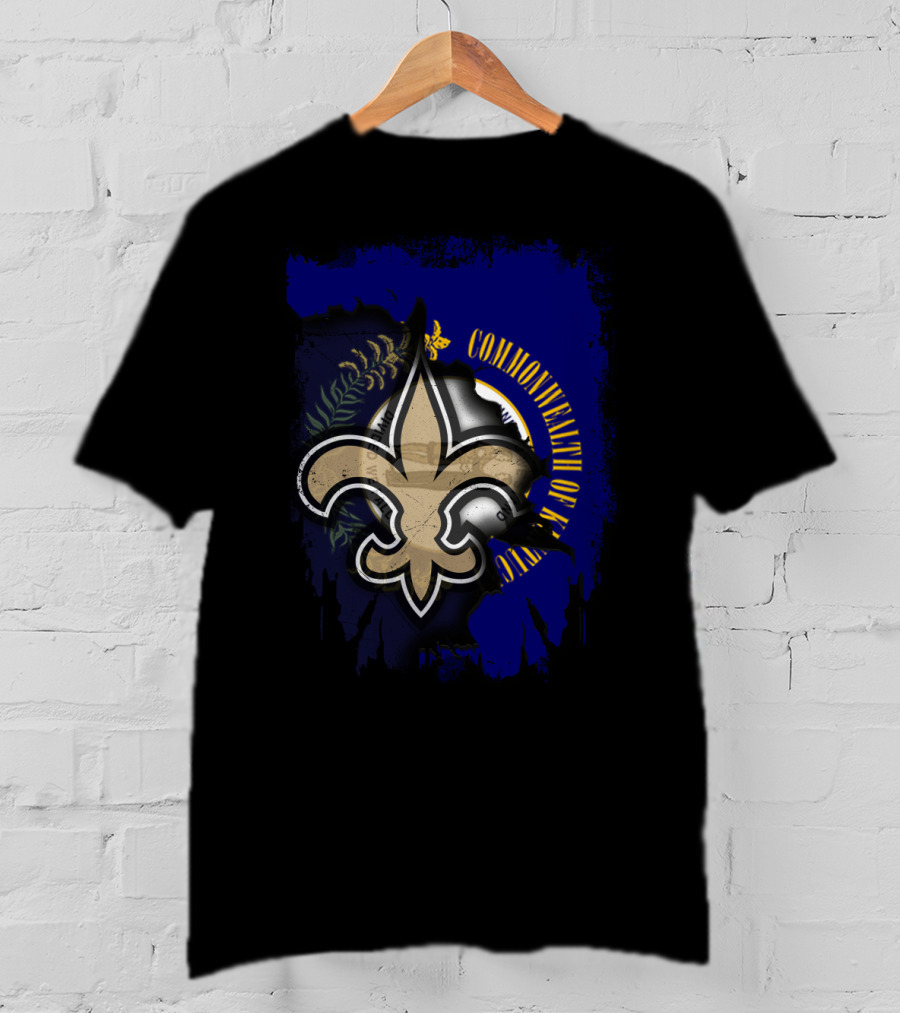 Commonwealth Of Kentucky With Saints Fleur-De-Lis Emblem T-Shirt