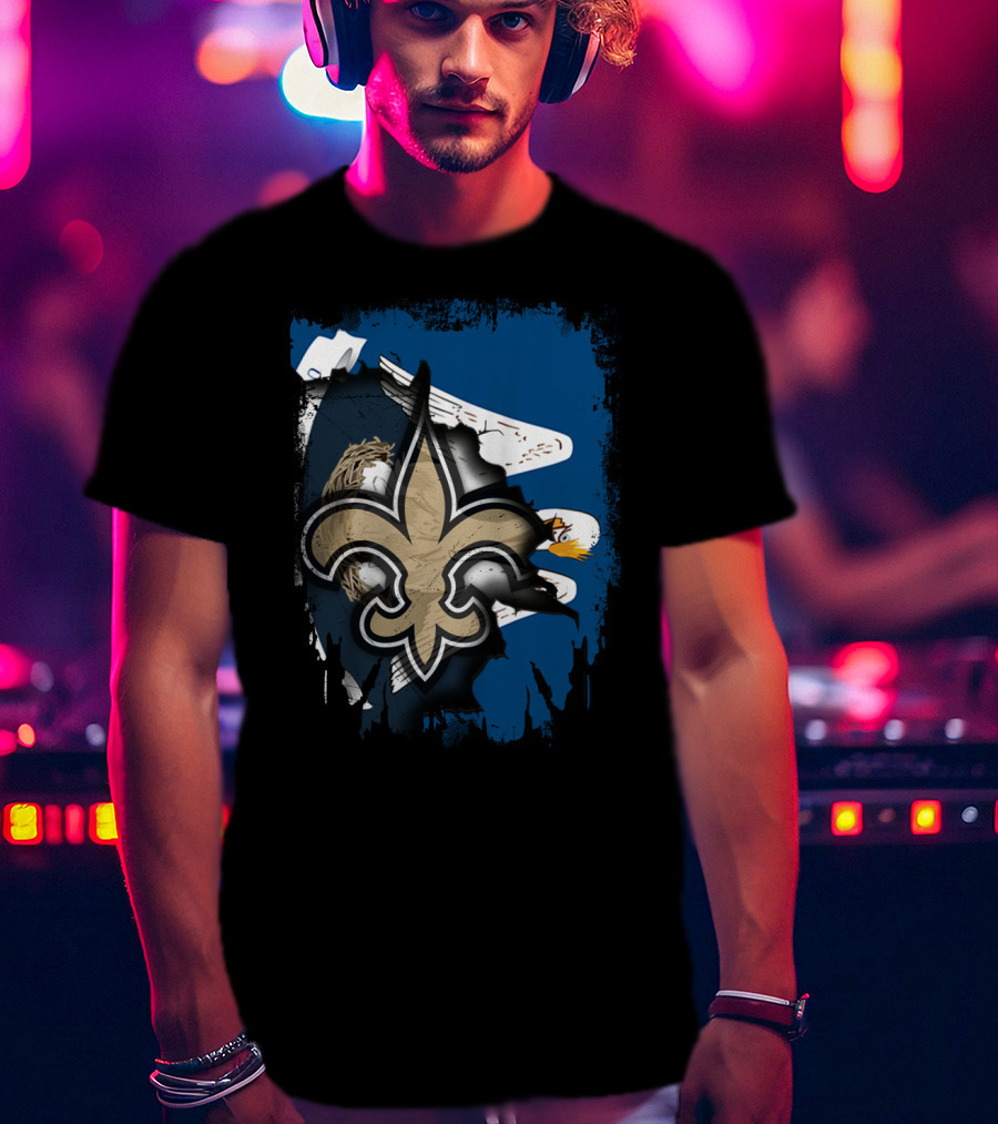 Together Louisiana Fleur-de-Lis Saints With Eagle Background T-Shirt