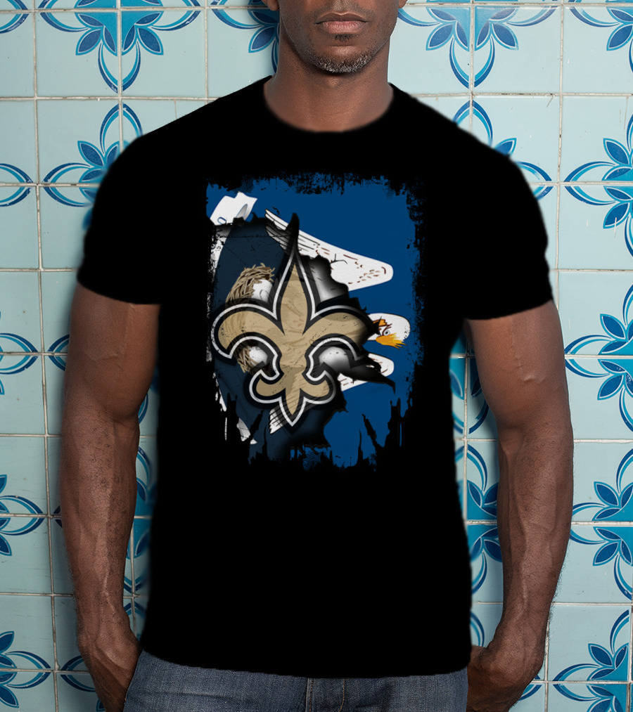 Together Louisiana Fleur-de-Lis Saints With Eagle Background T-Shirt