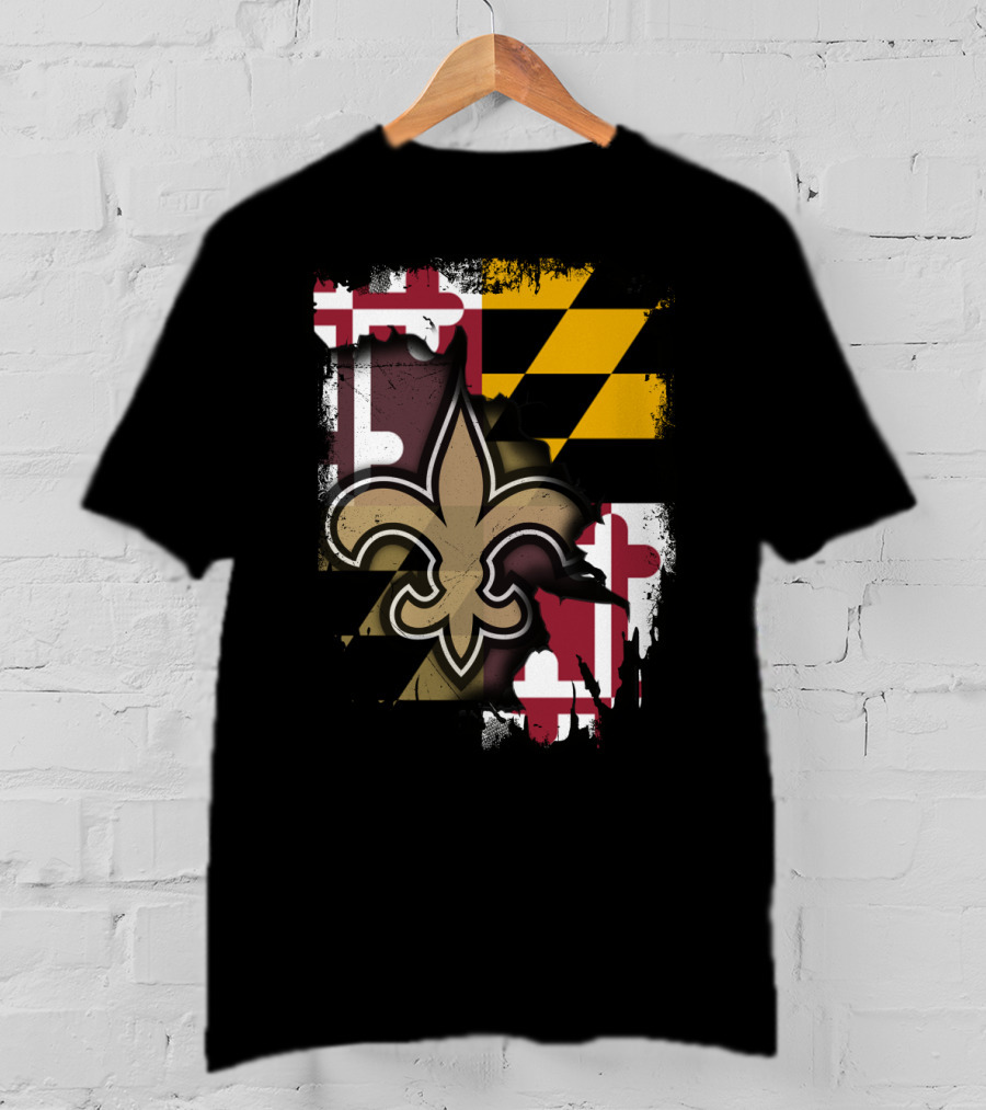Maryland Emblem With Saints Fleur-de-lis T-Shirt