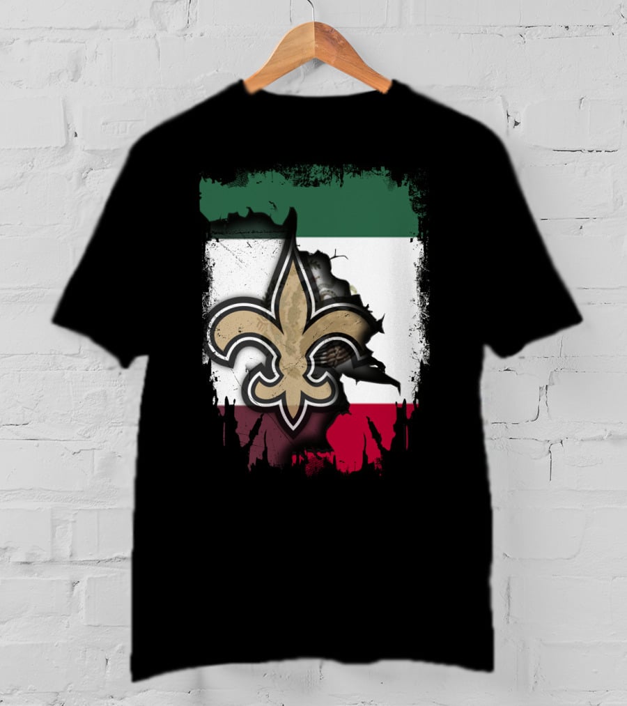 Fleur-de-Lis Mexico Flag Saints Unity T-Shirt