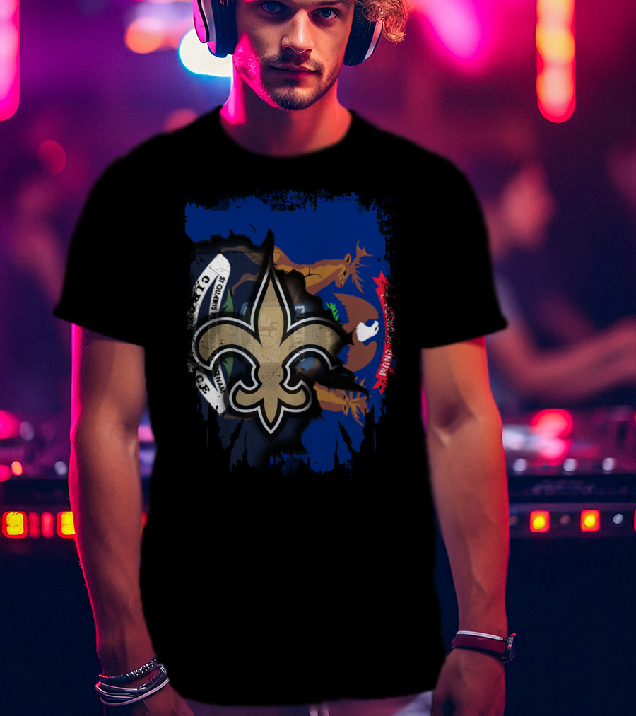 Together Michigan Fleur-de-Lis Emblem With State Flag Elements T-Shirt