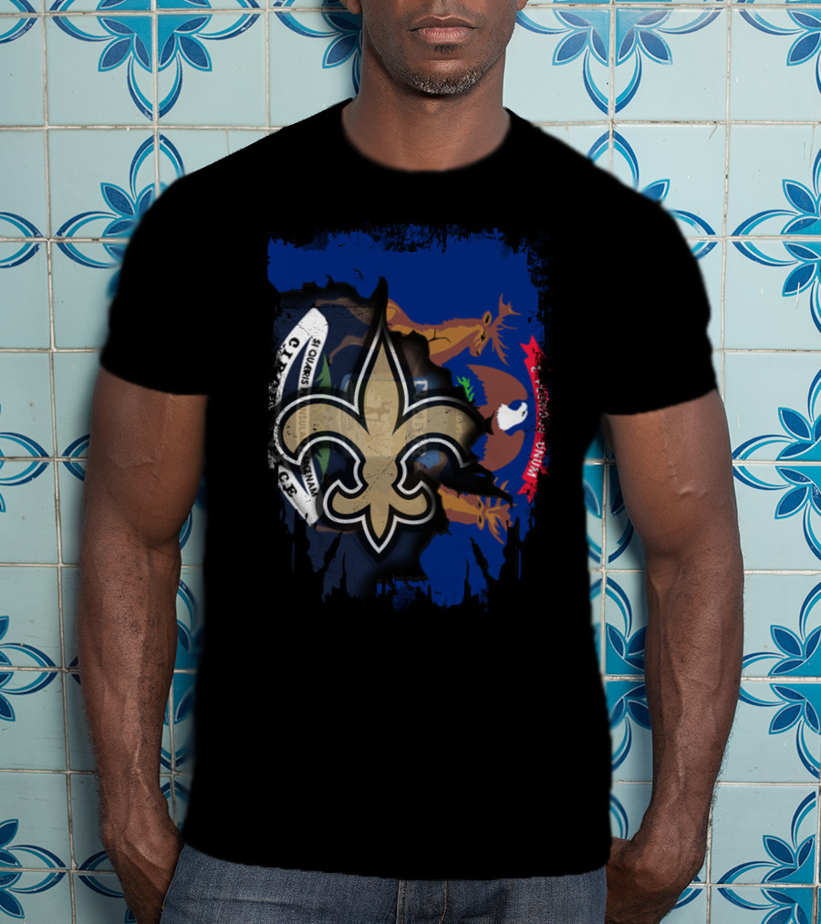 Together Michigan Fleur-de-Lis Emblem With State Flag Elements T-Shirt