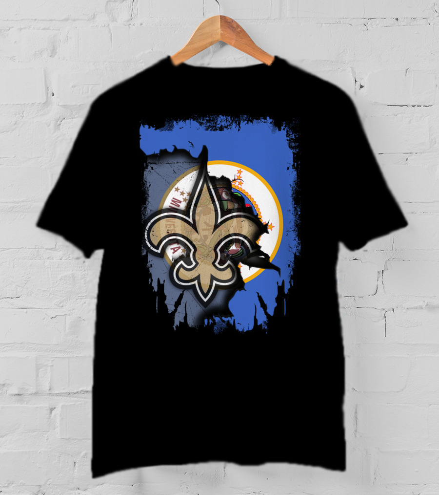 Together Minnesota With Louisiana Saints Fleur-de-lis Emblem T-Shirt