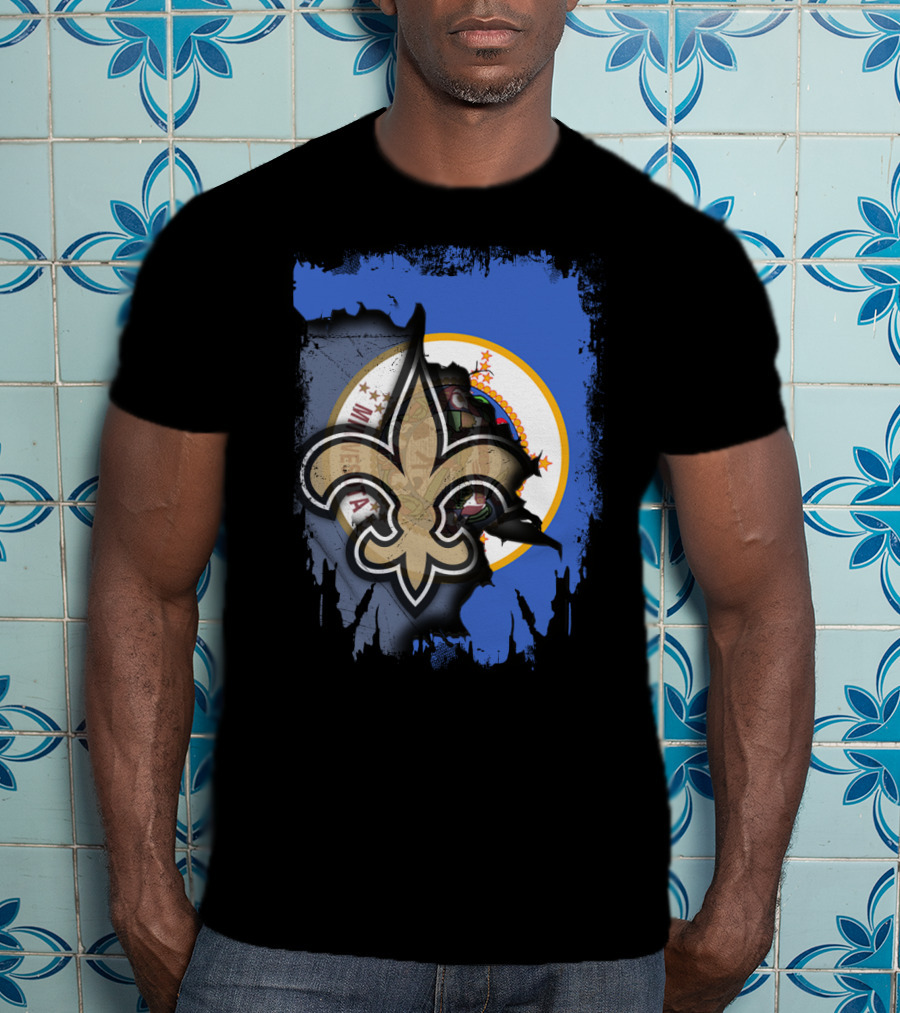 Together Minnesota With Louisiana Saints Fleur-de-lis Emblem T-Shirt