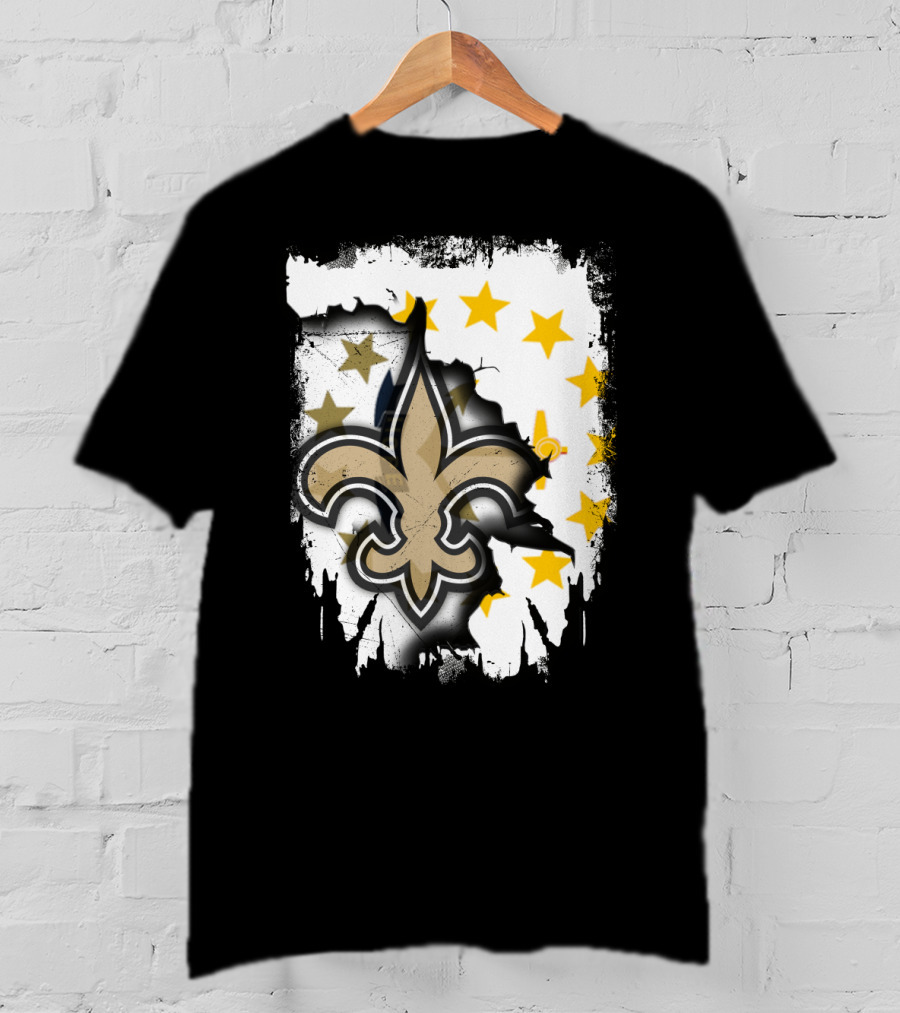 Together Rhode Island With Saints Fleur-De-Lis Stars T-Shirt