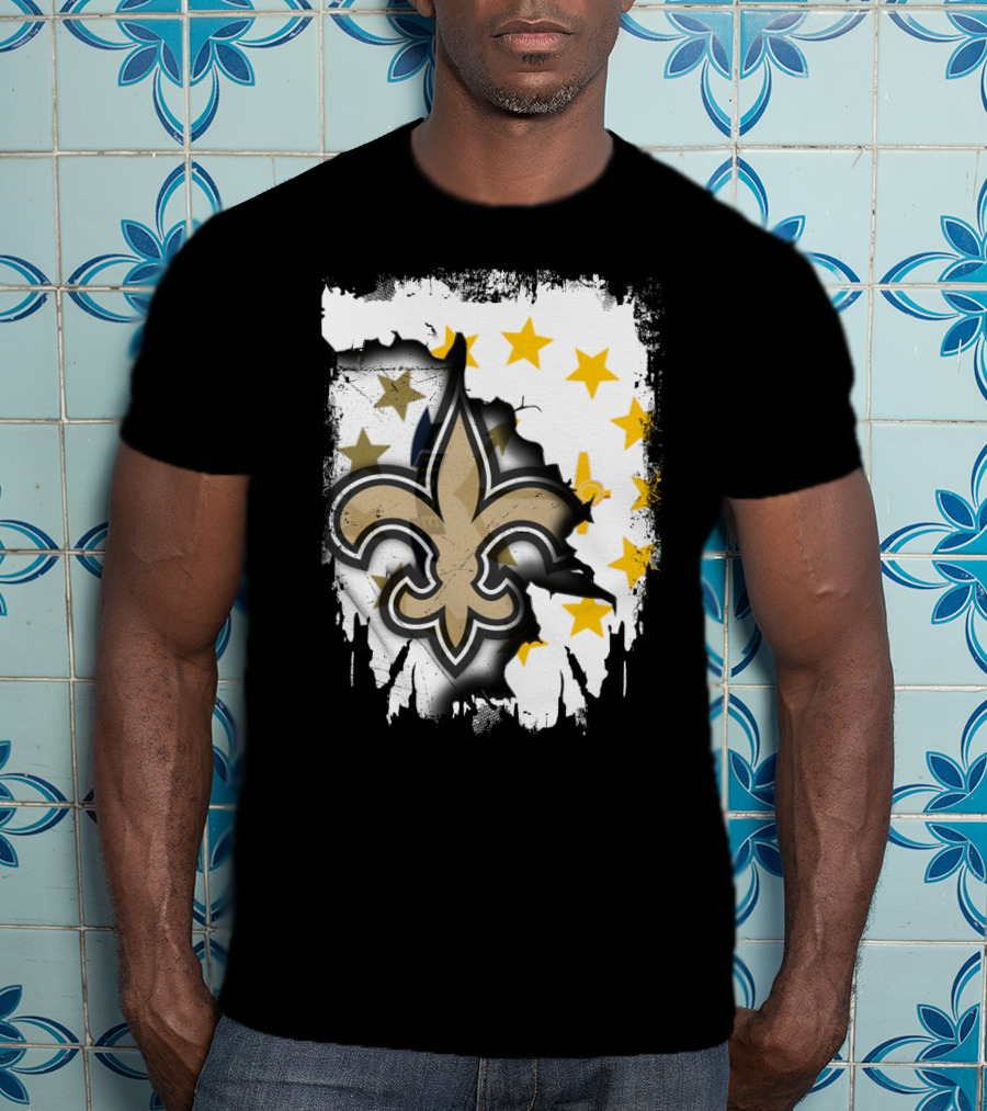 Together Rhode Island With Saints Fleur-De-Lis Stars T-Shirt