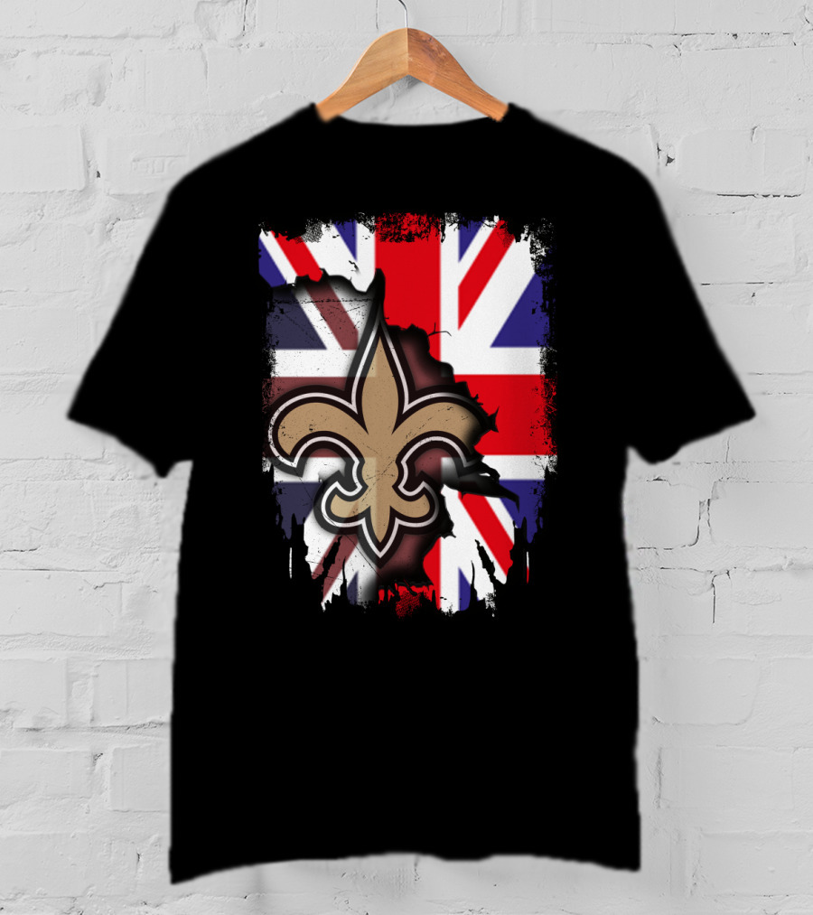 United Kingdom Flag With Saints Fleur-de-Lis T-Shirt
