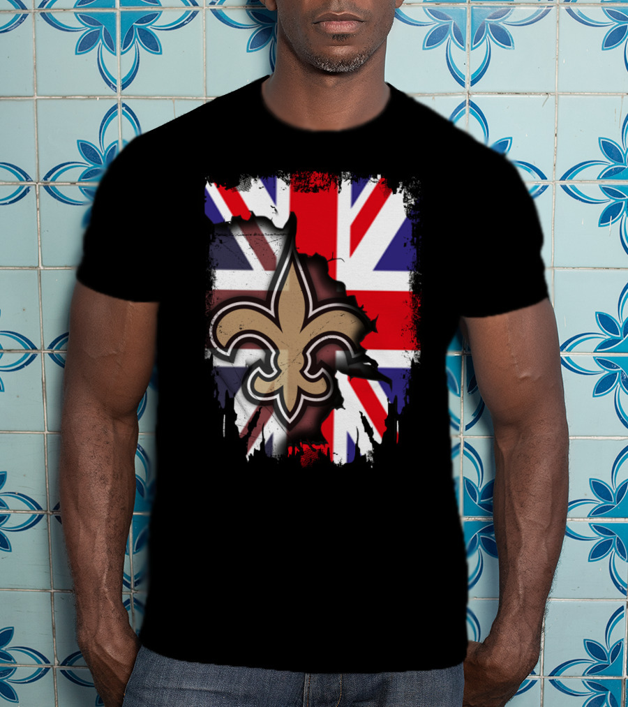 United Kingdom Flag With Saints Fleur-de-Lis T-Shirt