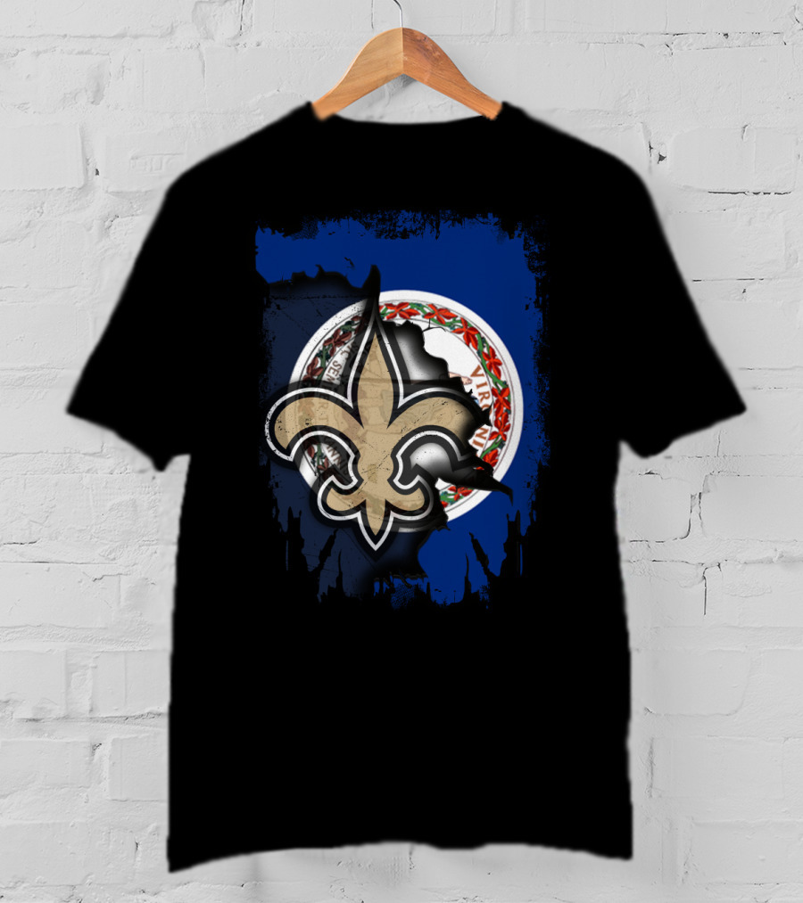 Virginia Seal And New Orleans Saints Fleur-de-Lis Together T-Shirt