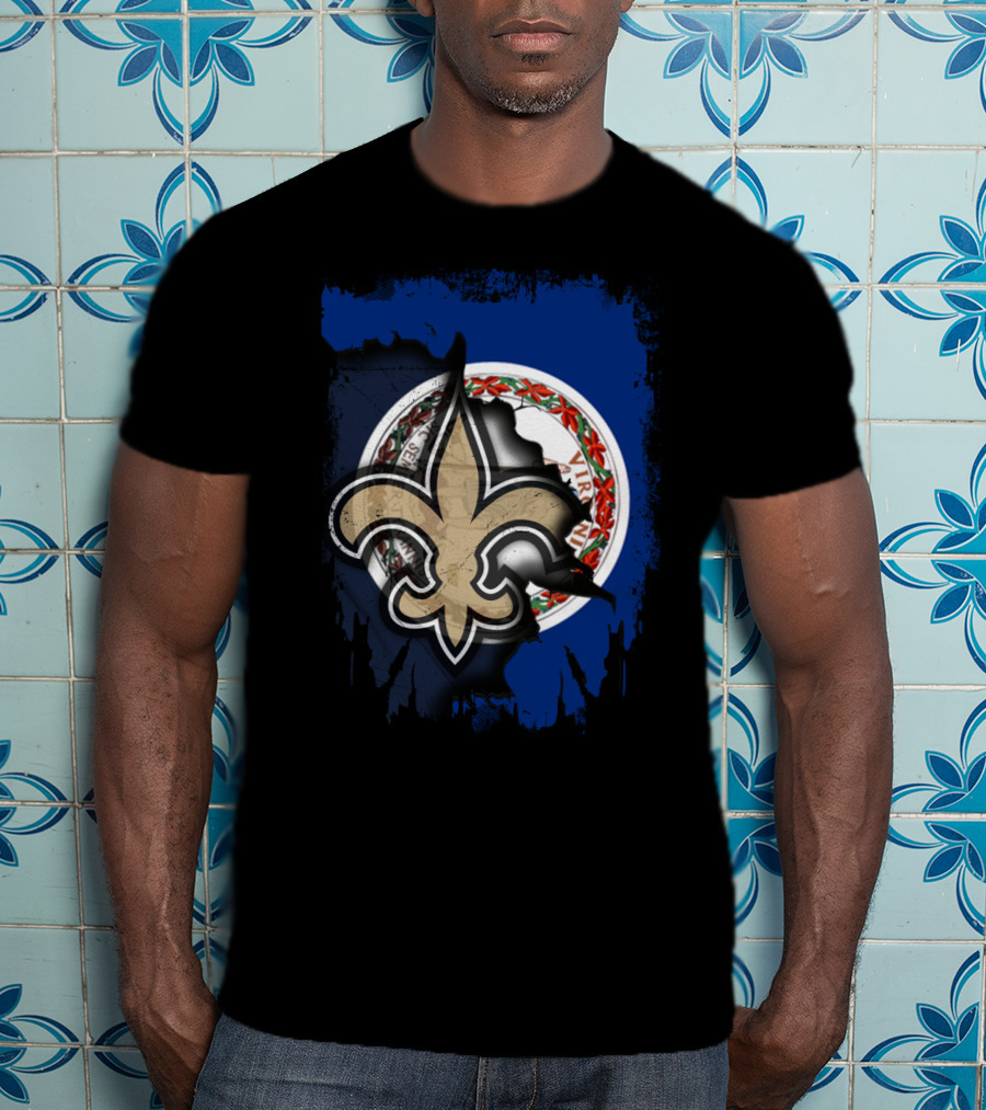 Virginia Seal And New Orleans Saints Fleur-de-Lis Together T-Shirt