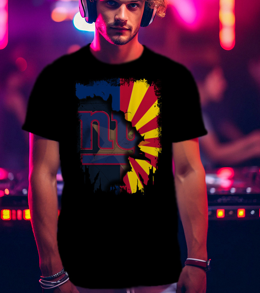 Arizona State Outline With New York Giants T-Shirt