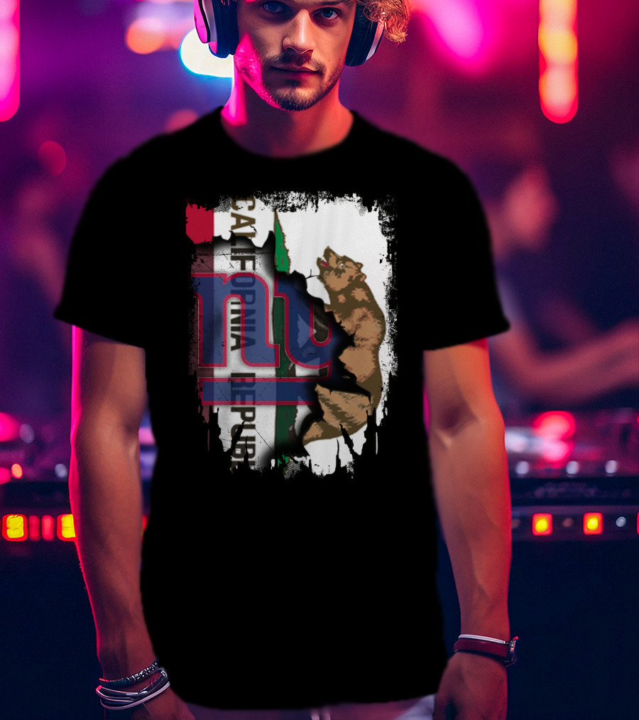 California Republic Bear With Giants Logo Overlay T-Shirt