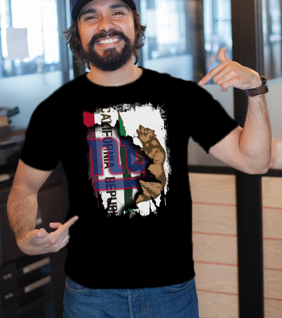 California Republic Bear With Giants Logo Overlay T-Shirt