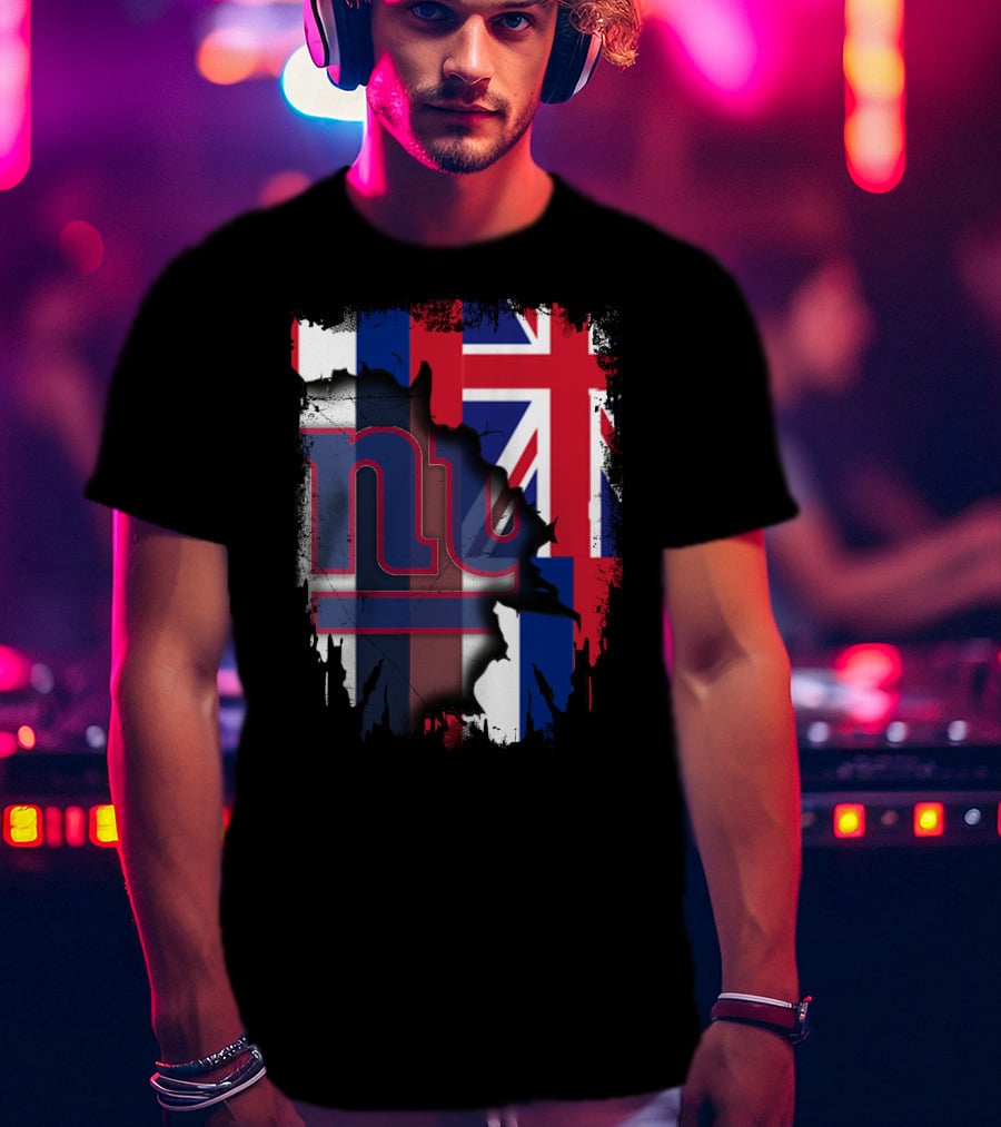 Giants Together Hawaii Fusion With Union Jack And NFL T-Shirt