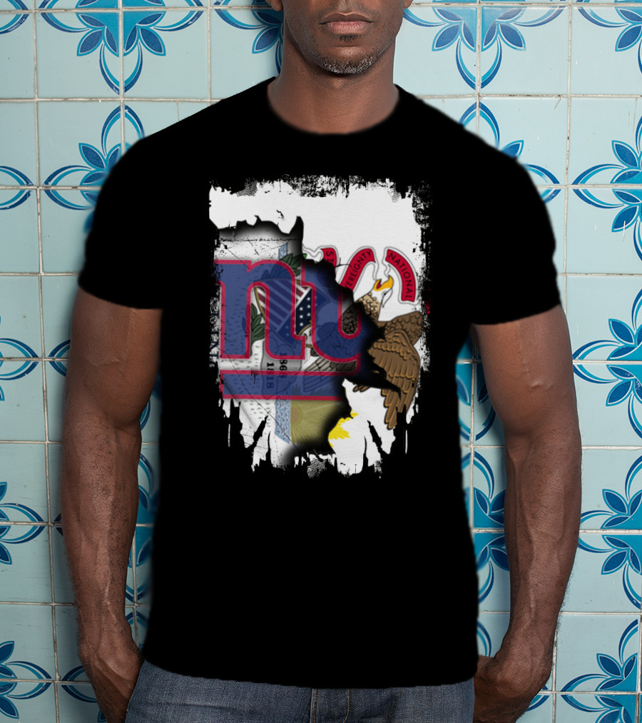 Together Illinois With New York Giants Flag And Illinois Seal Fusion T-Shirt
