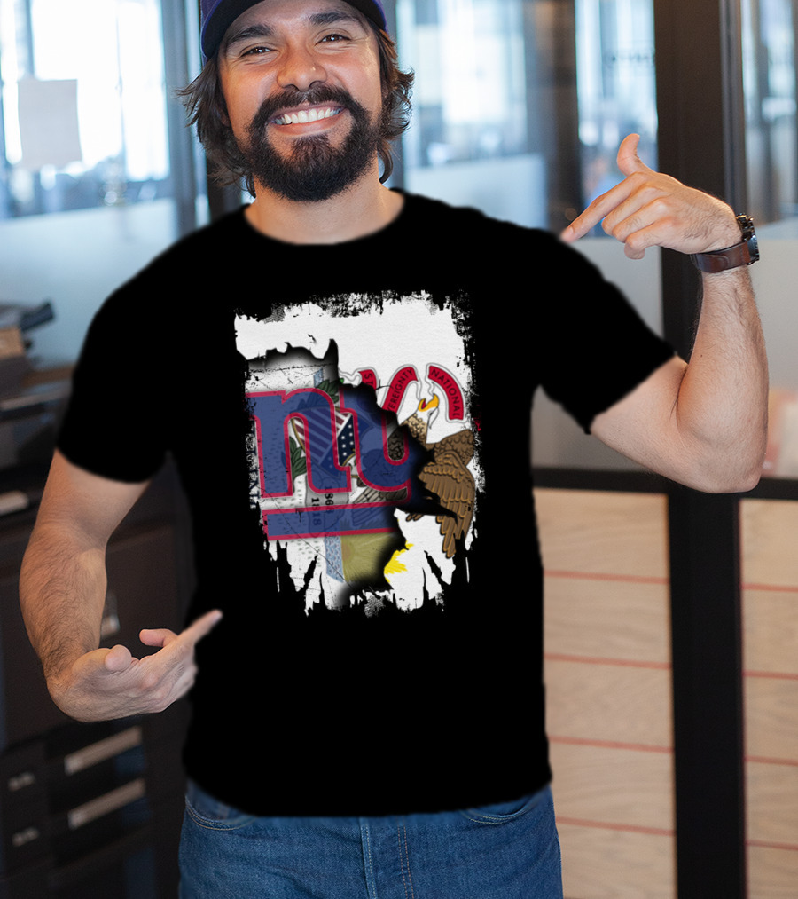 Together Illinois With New York Giants Flag And Illinois Seal Fusion T-Shirt
