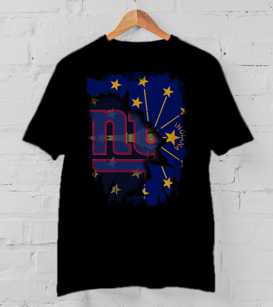 Indiana State Flag With New York Giants T-Shirt