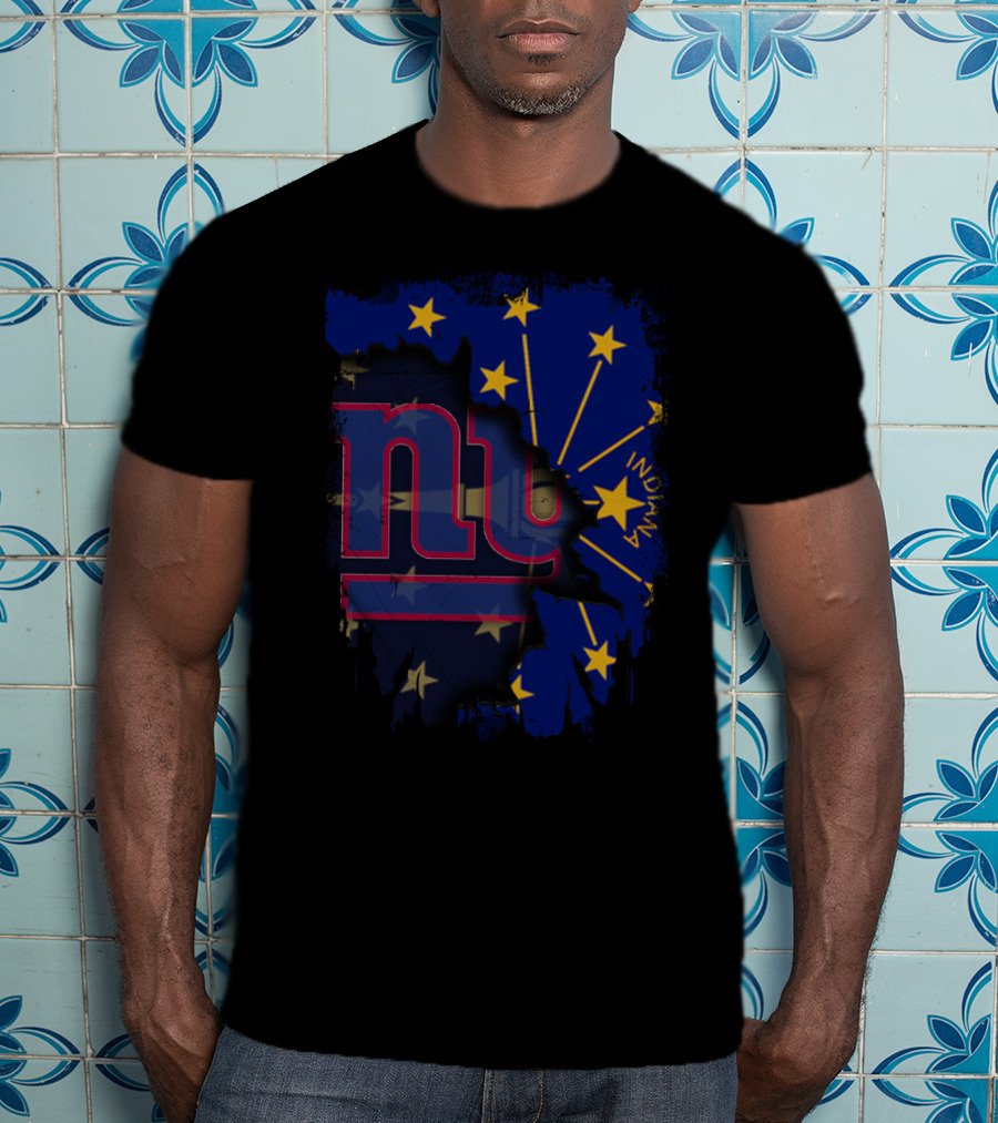 Indiana State Flag With New York Giants T-Shirt
