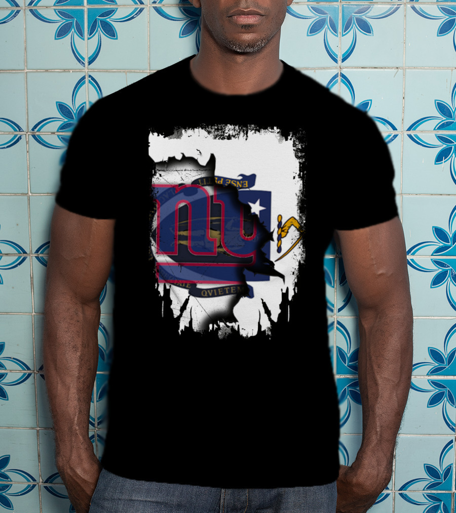 Together Massachusetts Meets Giants New York Team Flag Fusion T-Shirt
