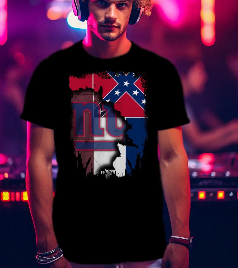 Mississippi Flag With New York Giants Logo Fusion T-Shirt