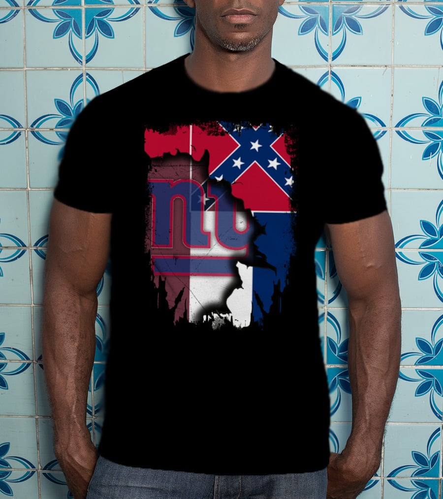 Mississippi Flag With New York Giants Logo Fusion T-Shirt