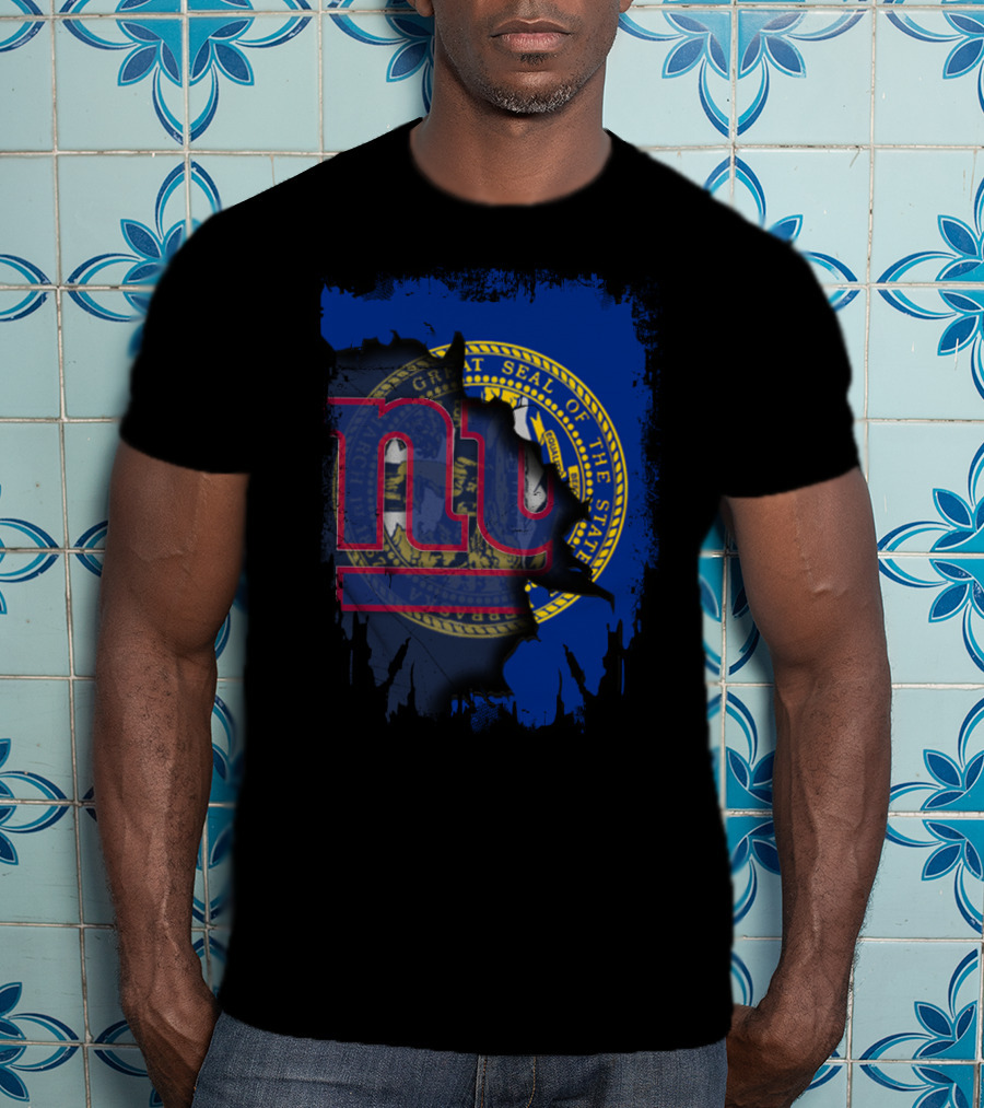 Nebraska State Seal With NY Giants Logo Integration T-Shirt