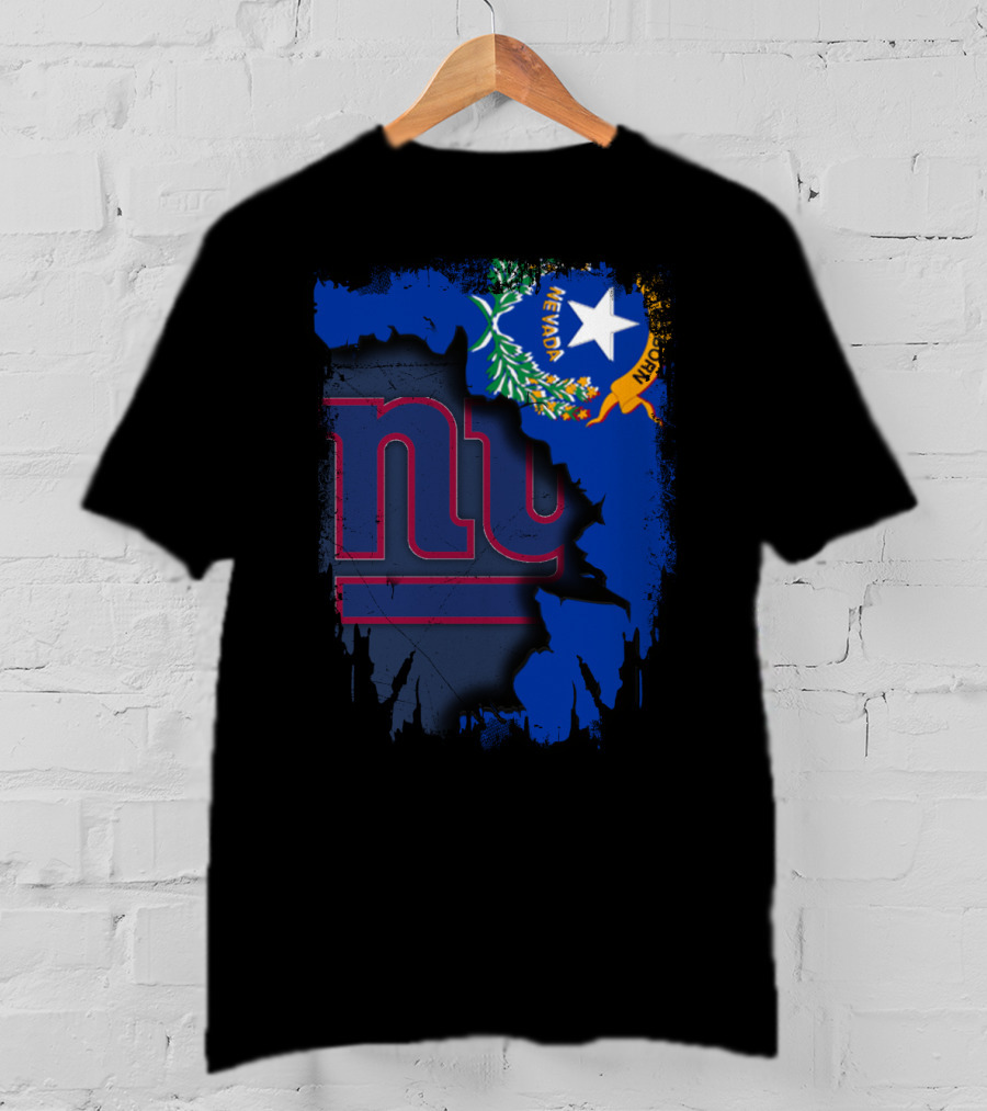 Nevada Flag With New York Giants Logo Fusion T-Shirt