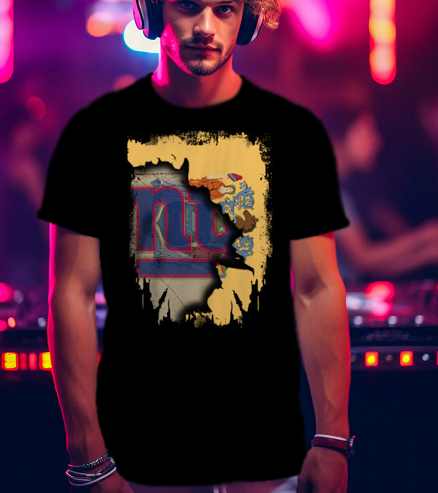 New Jersey Giants Together Flag Fusion T-Shirt