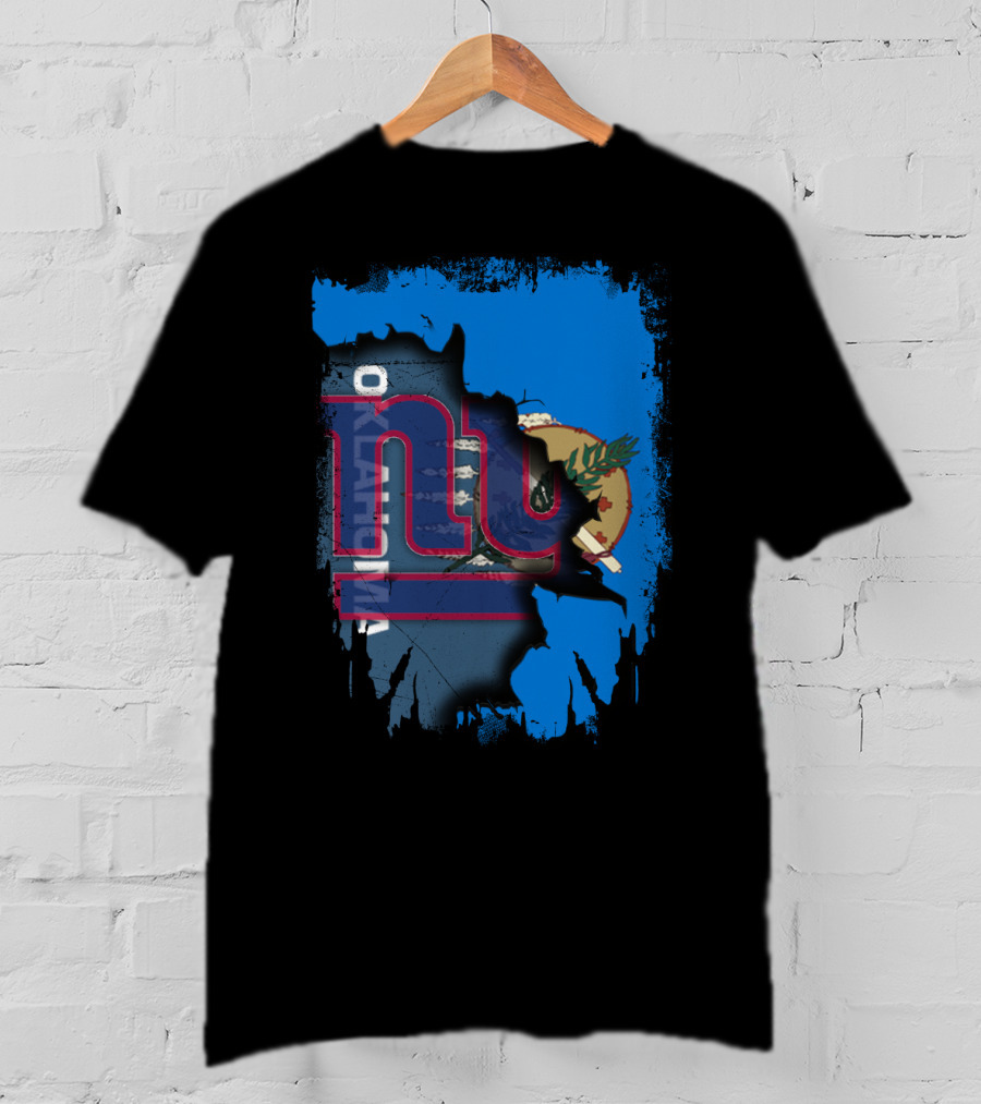 Oklahoma Together With Giants NY Football Flag Fusion T-Shirt