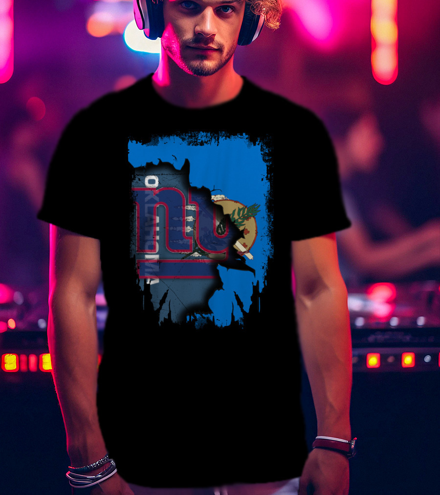 Oklahoma Together With Giants NY Football Flag Fusion T-Shirt