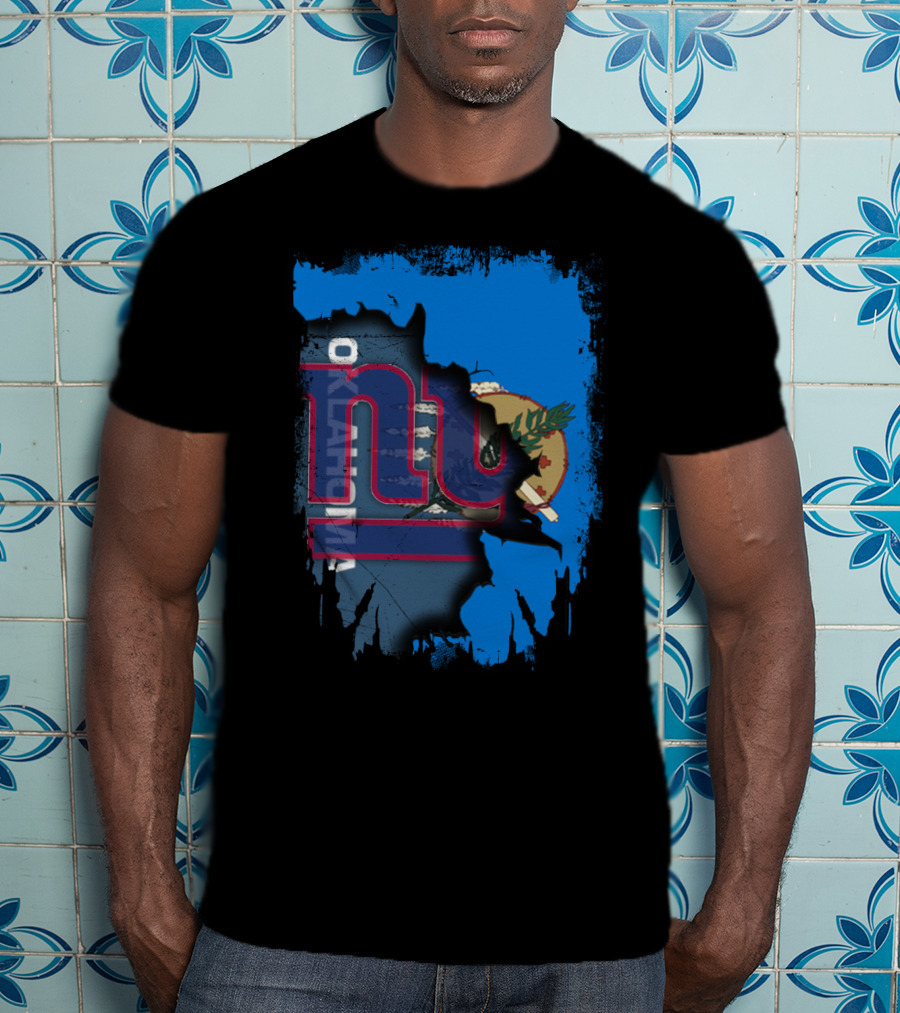 Oklahoma Together With Giants NY Football Flag Fusion T-Shirt