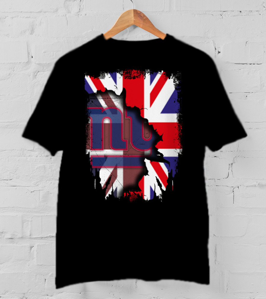 United Kingdom Flag With New York Giants Logo Overlay T-Shirt