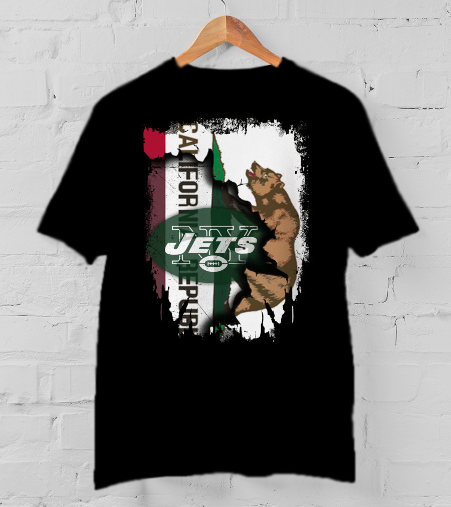 California Republic Bear With Jets Football T-Shirt