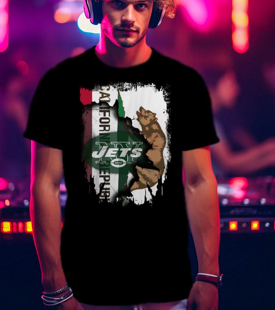 California Republic Bear With Jets Football T-Shirt