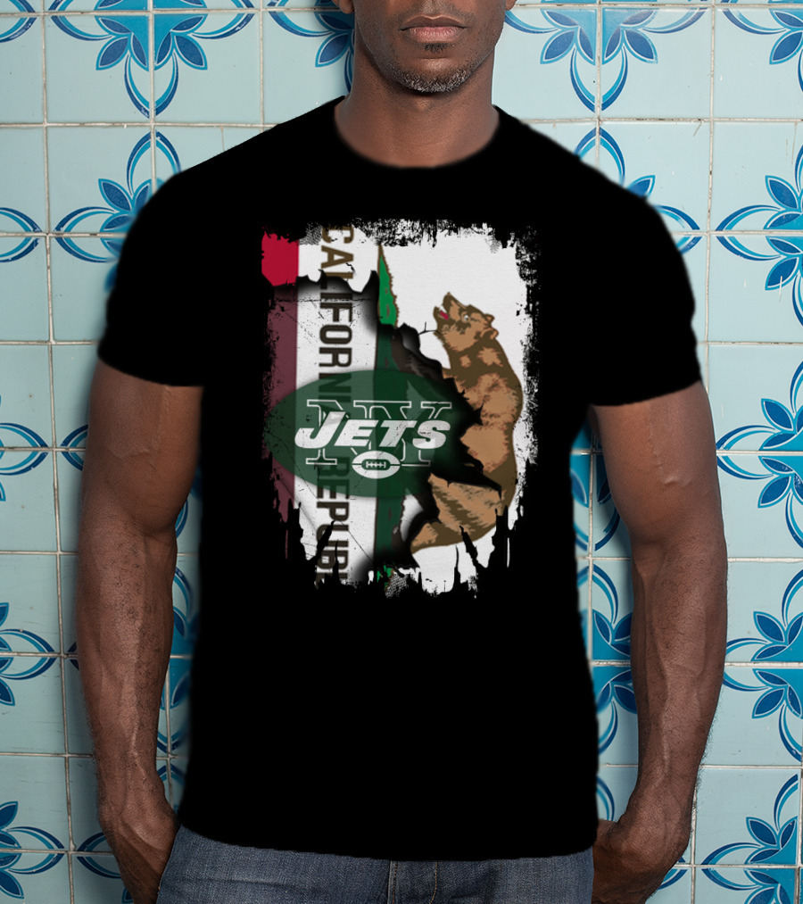 California Republic Bear With Jets Football T-Shirt