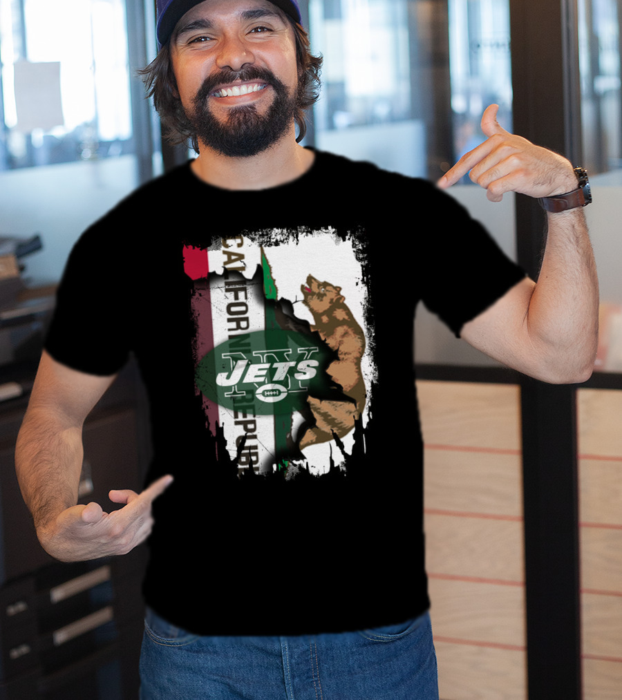 California Republic Bear With Jets Football T-Shirt
