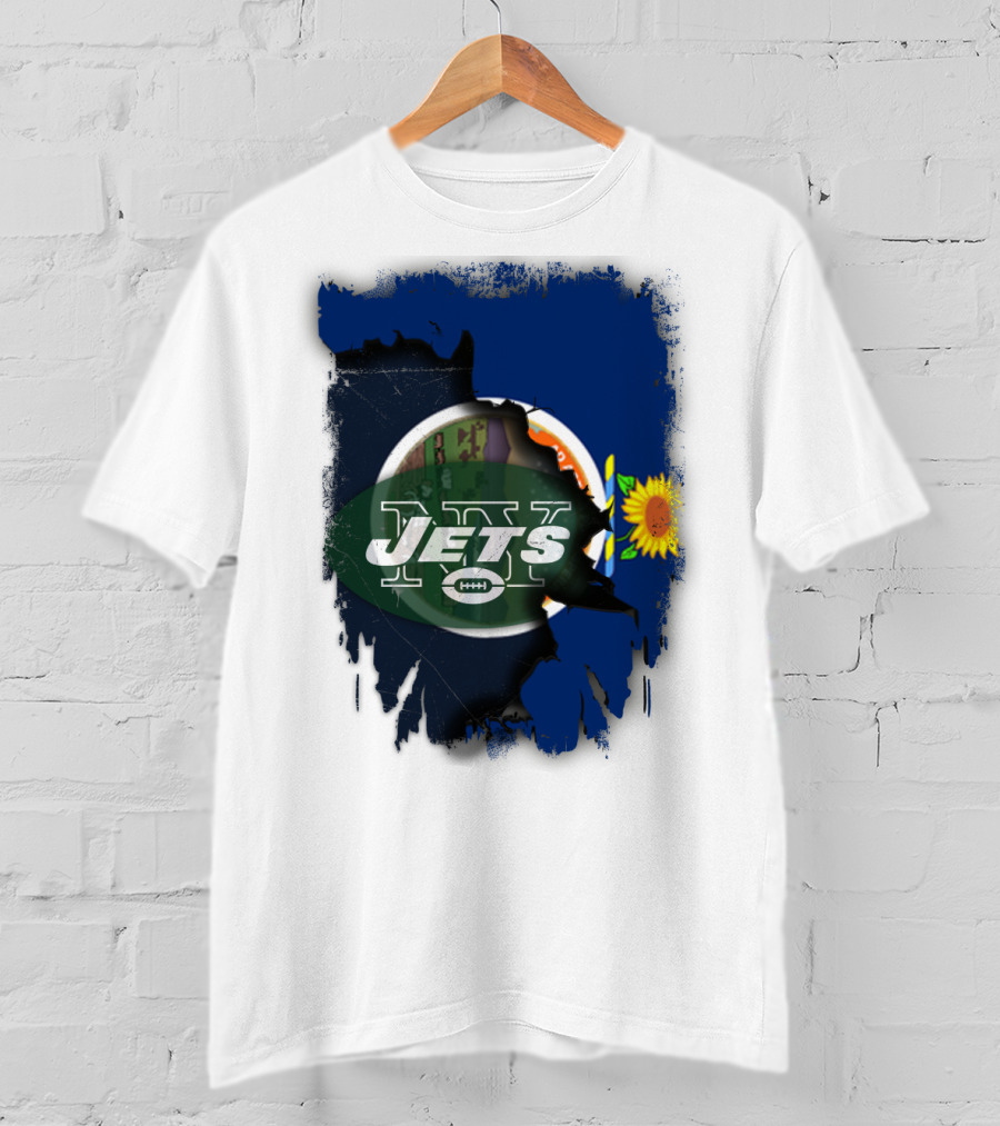 Kansas Pride With New York Jets Logo And Sunflower T-Shirt