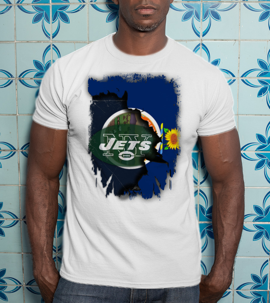 Kansas Pride With New York Jets Logo And Sunflower T-Shirt